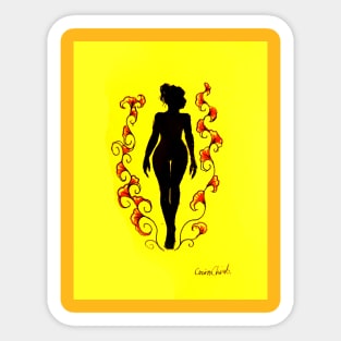 Woman with red flowers Sticker